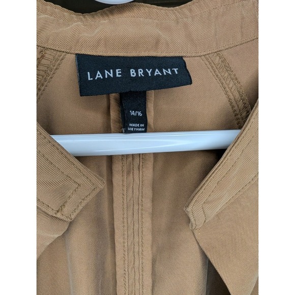 Lane Bryant Women's Size 1X (14/16) Jacket Brown Twill Utility Duster Open EUC - Picture 5 of 7